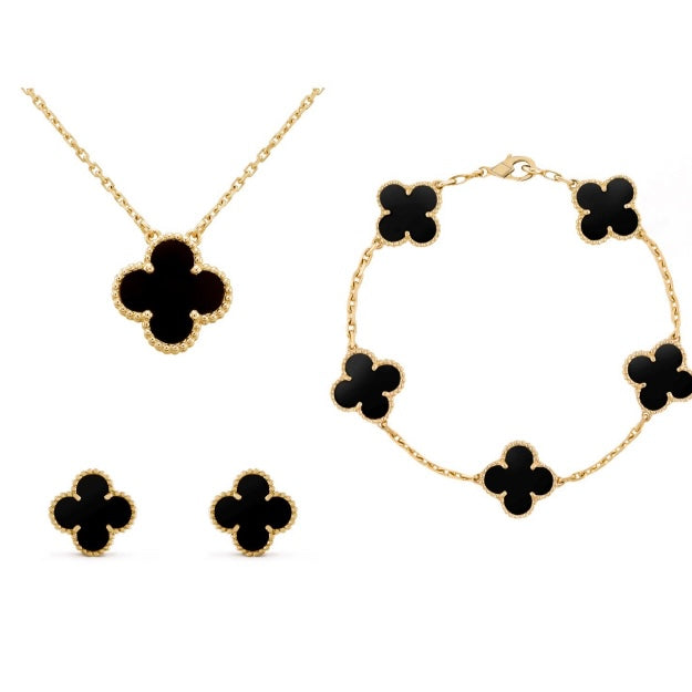 Sensitive Skin Floral Jewelry Set with Adjustable Chain