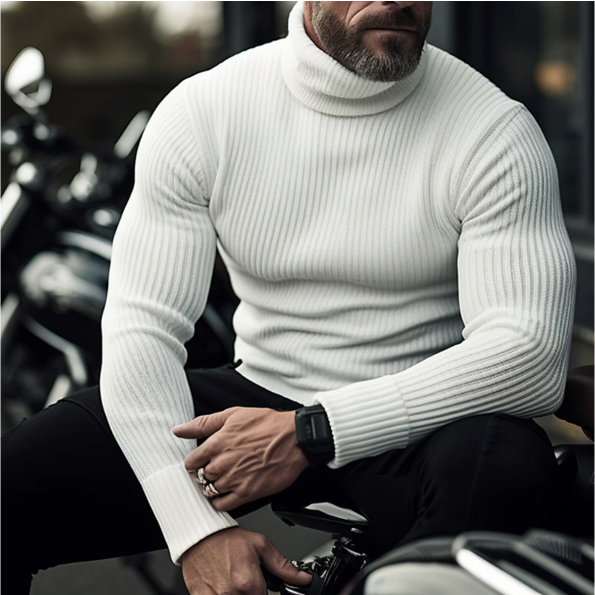 Comfortable Fit Ribbed Knit Sweater - OutfitLondon