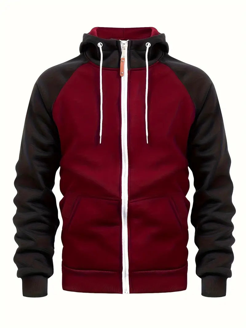 Relaxed Fit Mens Full Zip Hooded Jacket