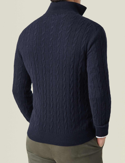 Warm Quarter Zip Cable Knit Sweater for Men