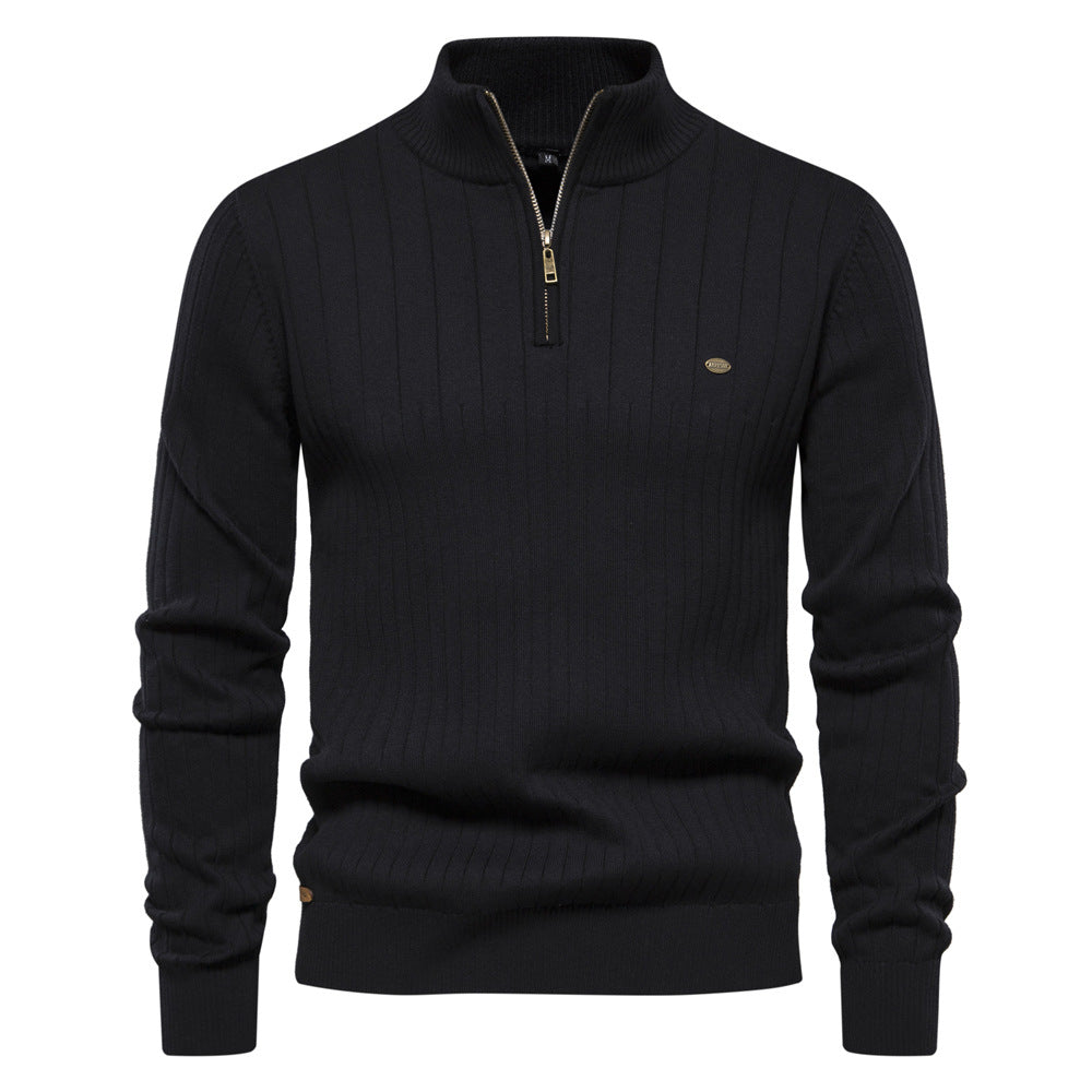 Classic Quarter Zip Men's Knitted Sweater