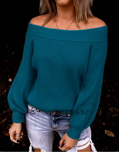 Women's Classic Dark Blue Crew Neck Sweater - OutfitLondon