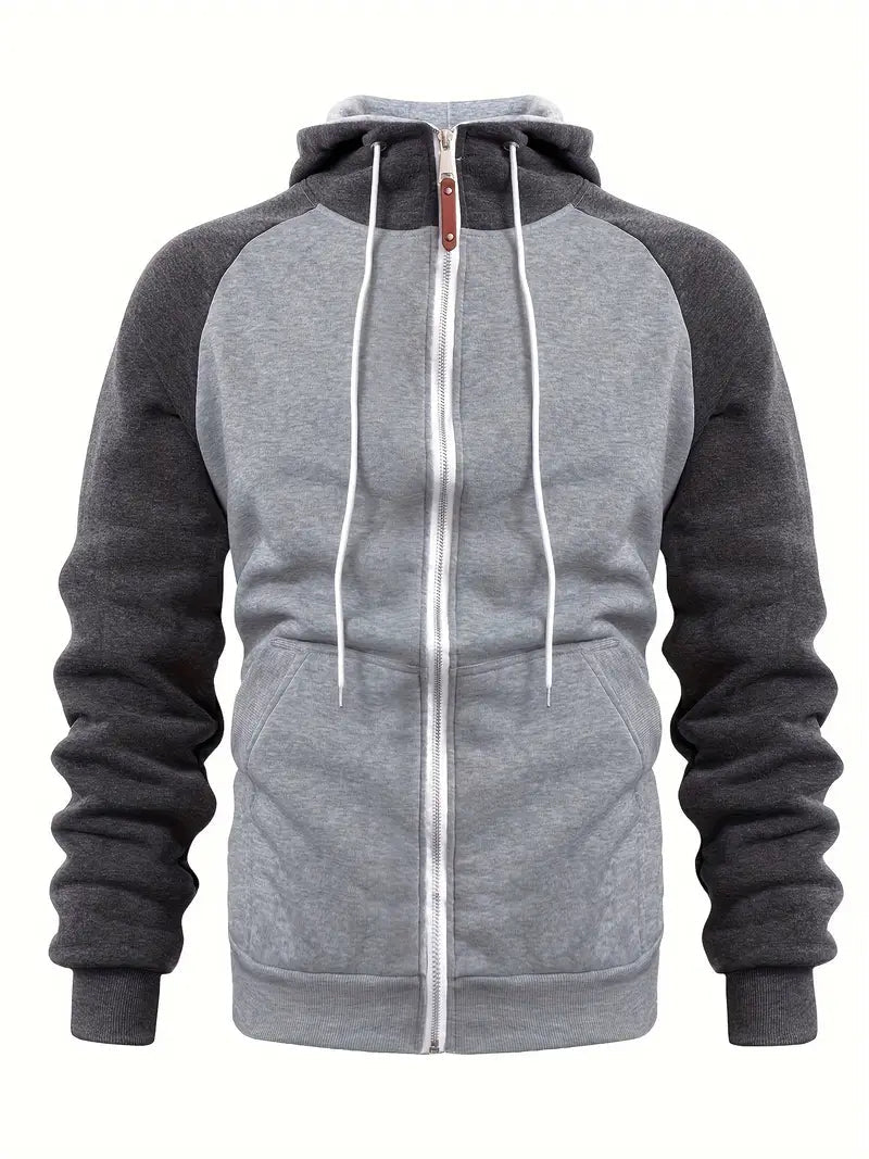 Relaxed Fit Mens Full Zip Hooded Jacket