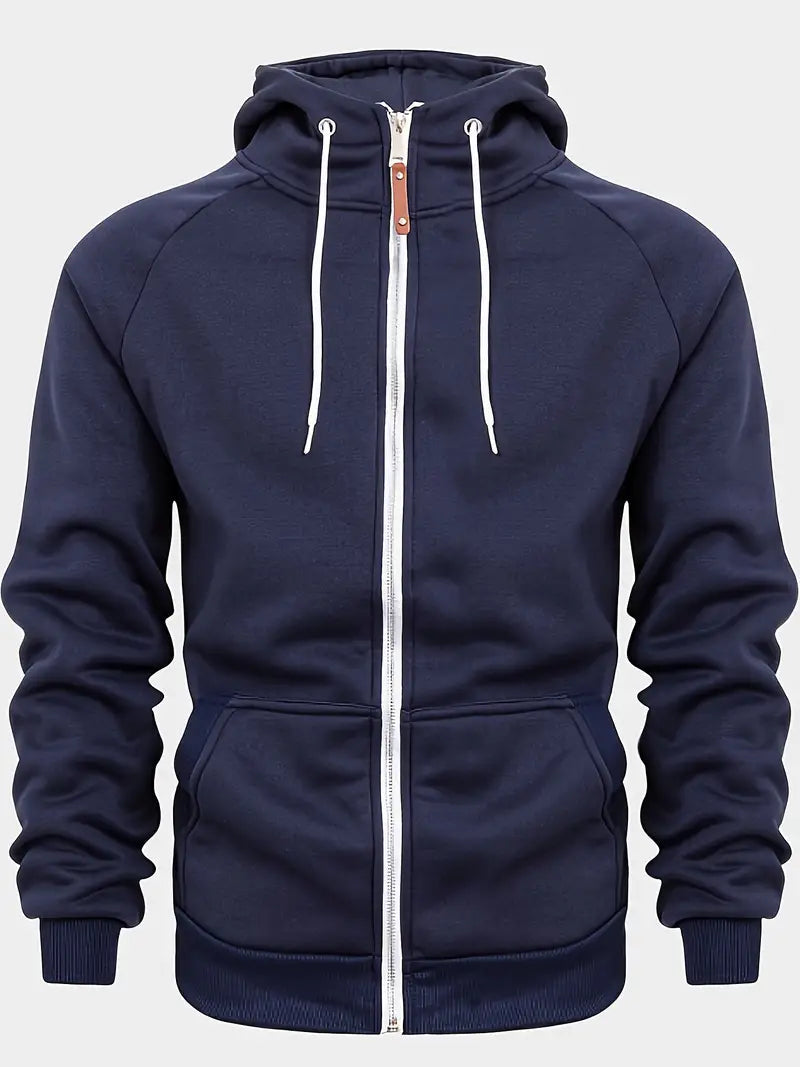 Relaxed Fit Mens Full Zip Hooded Jacket