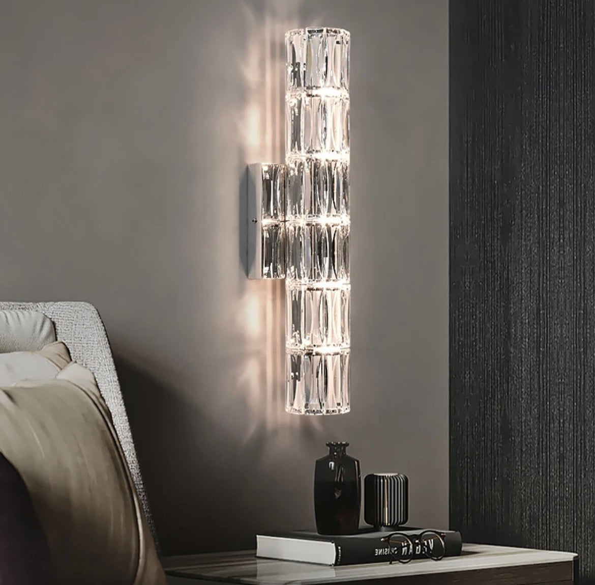 Shiny Crystal LED Wall Light in Chrome Finish - OutfitLondon
