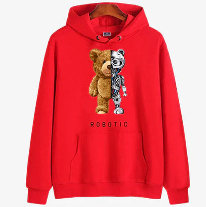 Cute Bear Graphic Hooded Sweatshirt