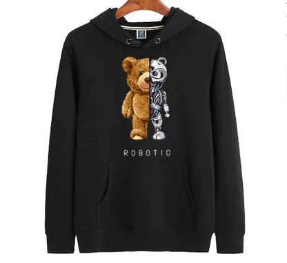Cute Bear Graphic Hooded Sweatshirt - OutfitLondon