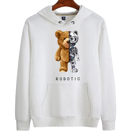 Cute Bear Graphic Hooded Sweatshirt