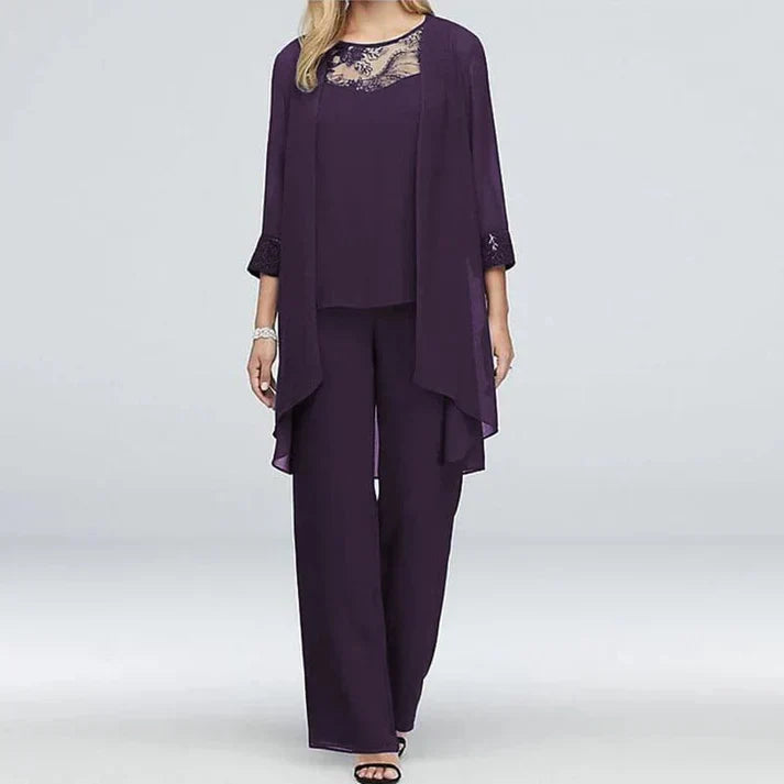 Comfortable Floral Blouse and Loose Pant Suit