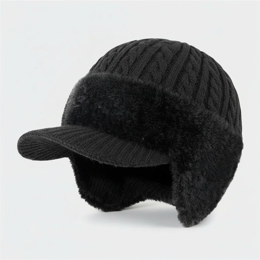 Warm Fleece Beanie with Earflaps for Men