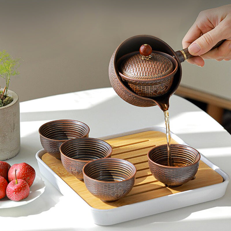 Classic Asian Porcelain Tea Set with Strainer