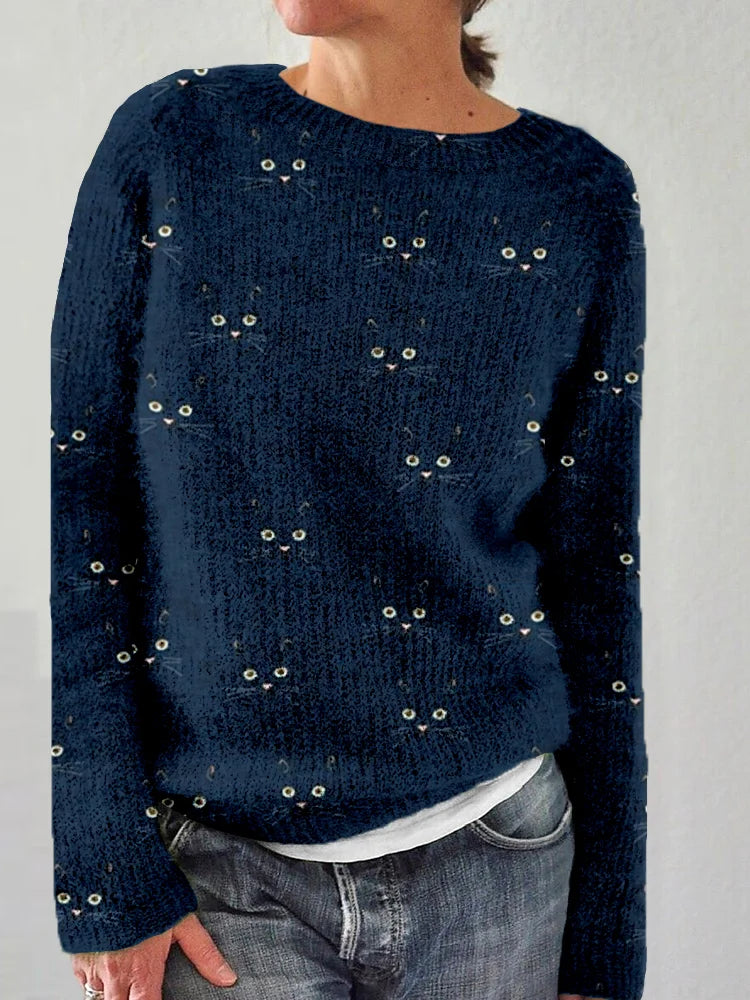 Cozy Ladies Cute Kitten Warm Sweater