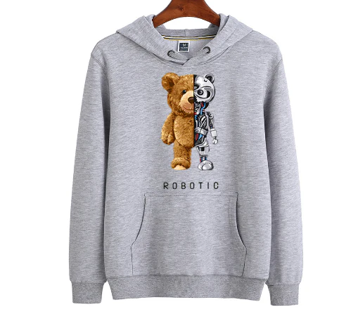 Cute Bear Graphic Hooded Sweatshirt