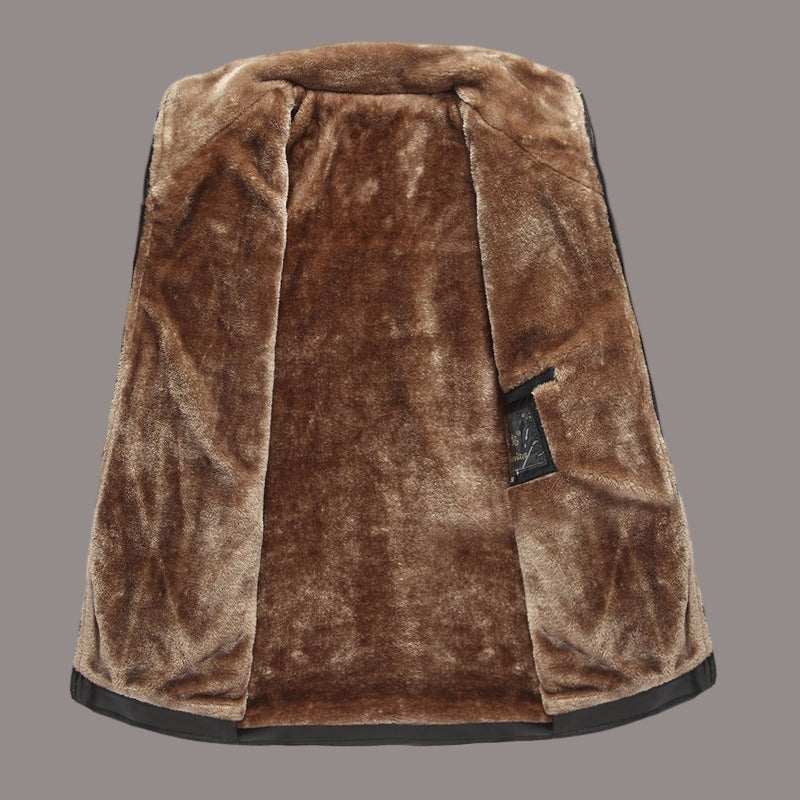Classic Fit Warm Faux Leather Biker Jacket