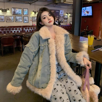 Women's Cozy Blue Down Filled Puffer Coat