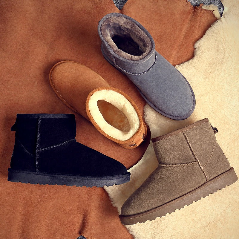 Warm Mini Ankle Boots with Fuzzy Lining for Women