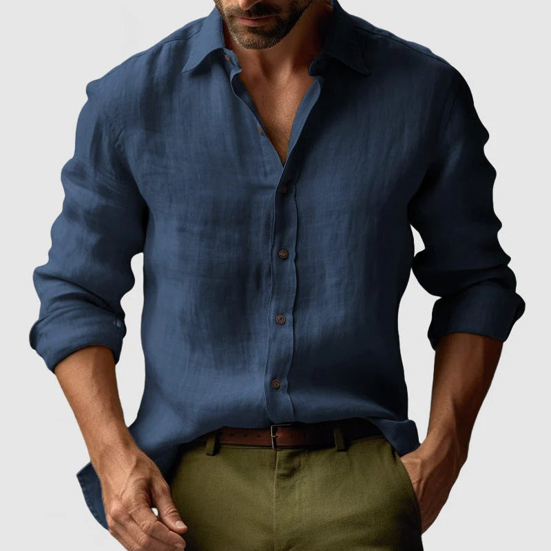Classic Mens Linen Long Sleeve Shirt