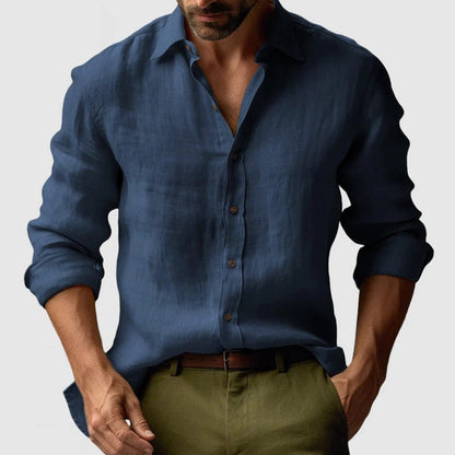 Classic Mens Linen Long Sleeve Shirt