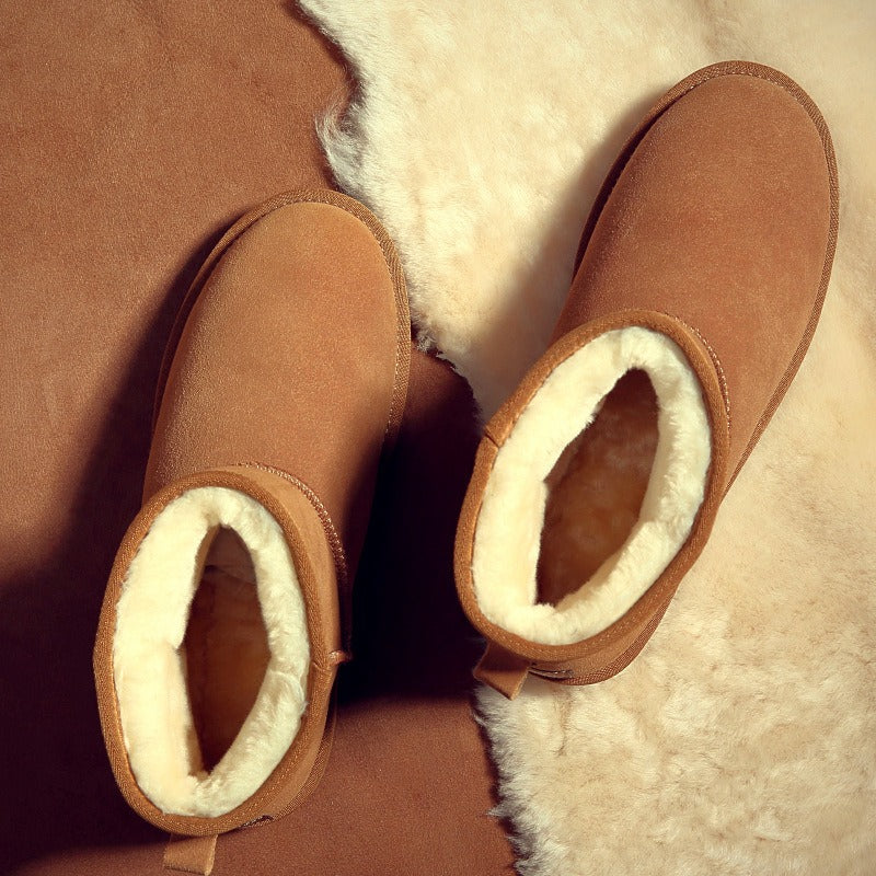 Warm Mini Ankle Boots with Fuzzy Lining for Women