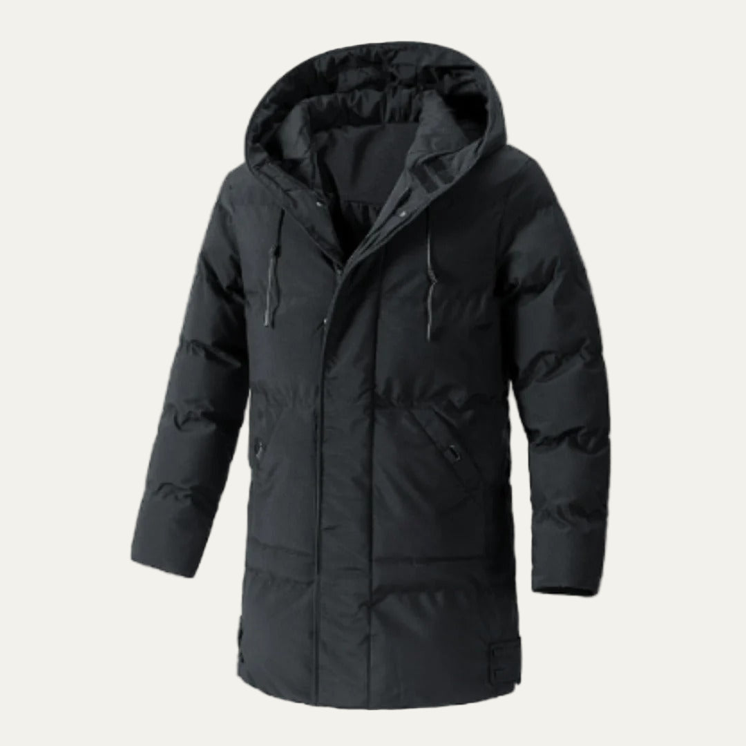 Warm Waterproof Men's Parka Jacket with Zip Closure