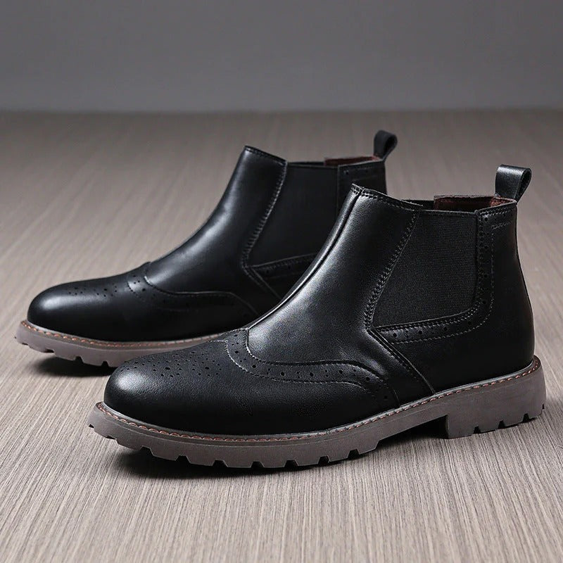Classic Black Leather Chelsea Boots for Men