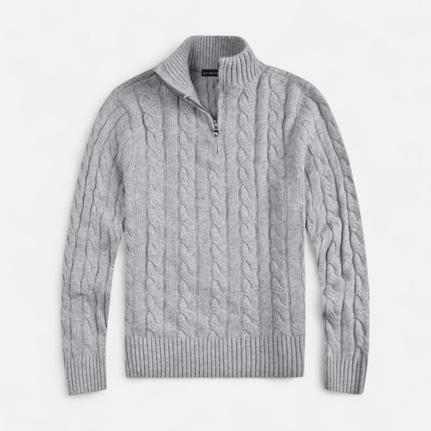 Warm Quarter Zip Cable Sweater Men - OutfitLondon