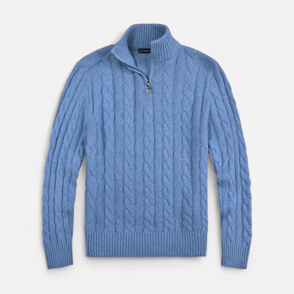 Warm Quarter Zip Cable Sweater Men