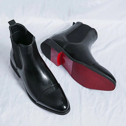 Glossy Men's Chelsea Boots in Faux Leather - OutfitLondon