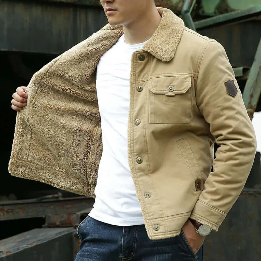 Warm Fleece Lined Canvas Coat