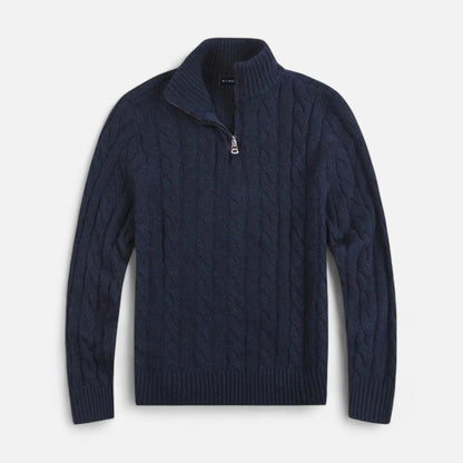 Warm Quarter Zip Cable Sweater Men