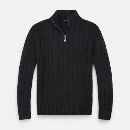 Warm Quarter Zip Cable Sweater Men