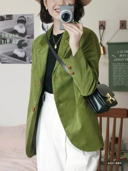 Classic Cotton Peak Lapel Suit Blazer