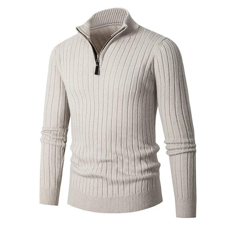 Men's Textured Quarter Zip Crew Neck Sweater