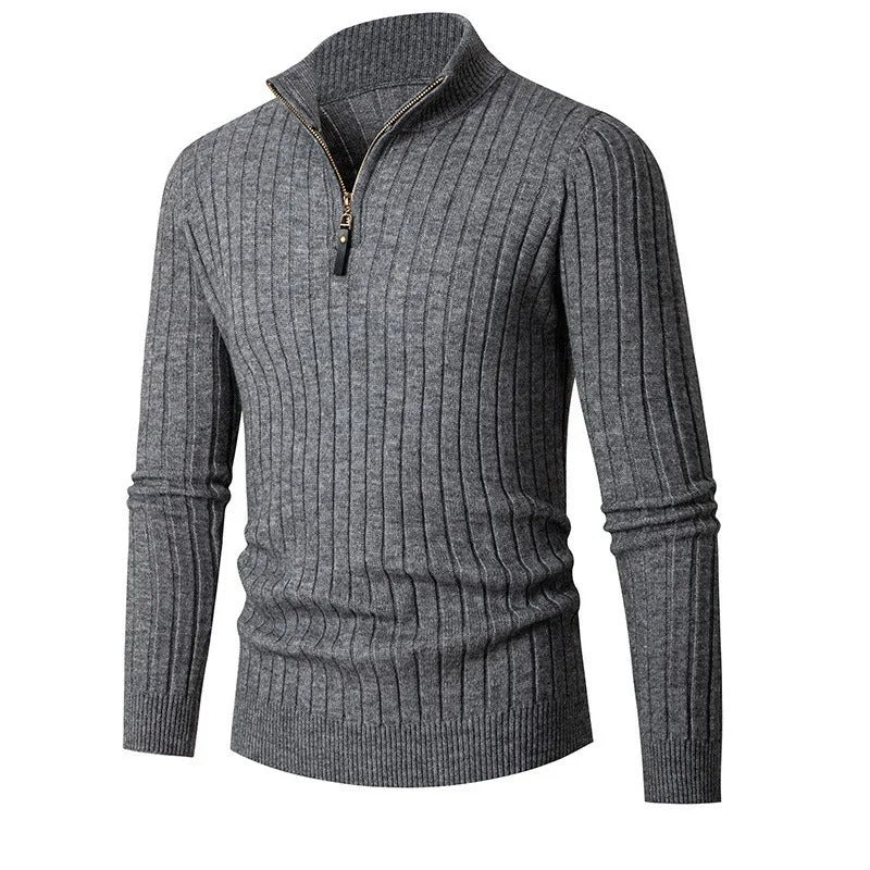 Men's Textured Quarter Zip Crew Neck Sweater