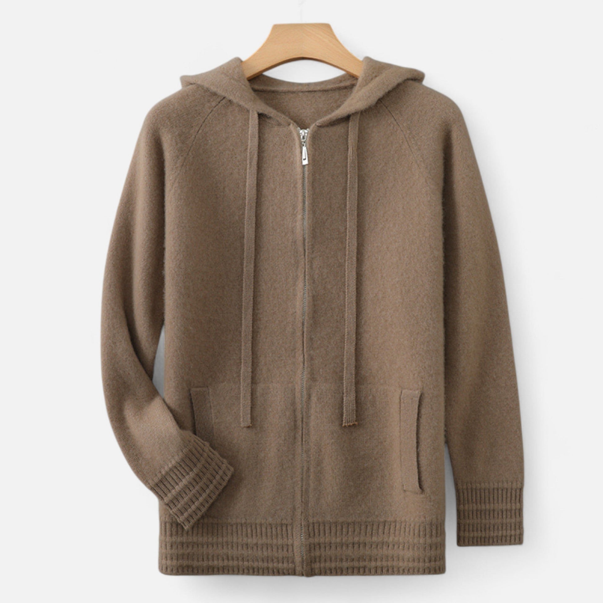 Soft Knit Hoodie Zip Up Sweater - OutfitLondon