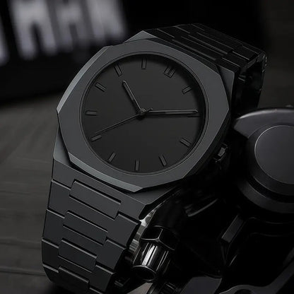 Sleek Black Men's Stainless Steel Watch