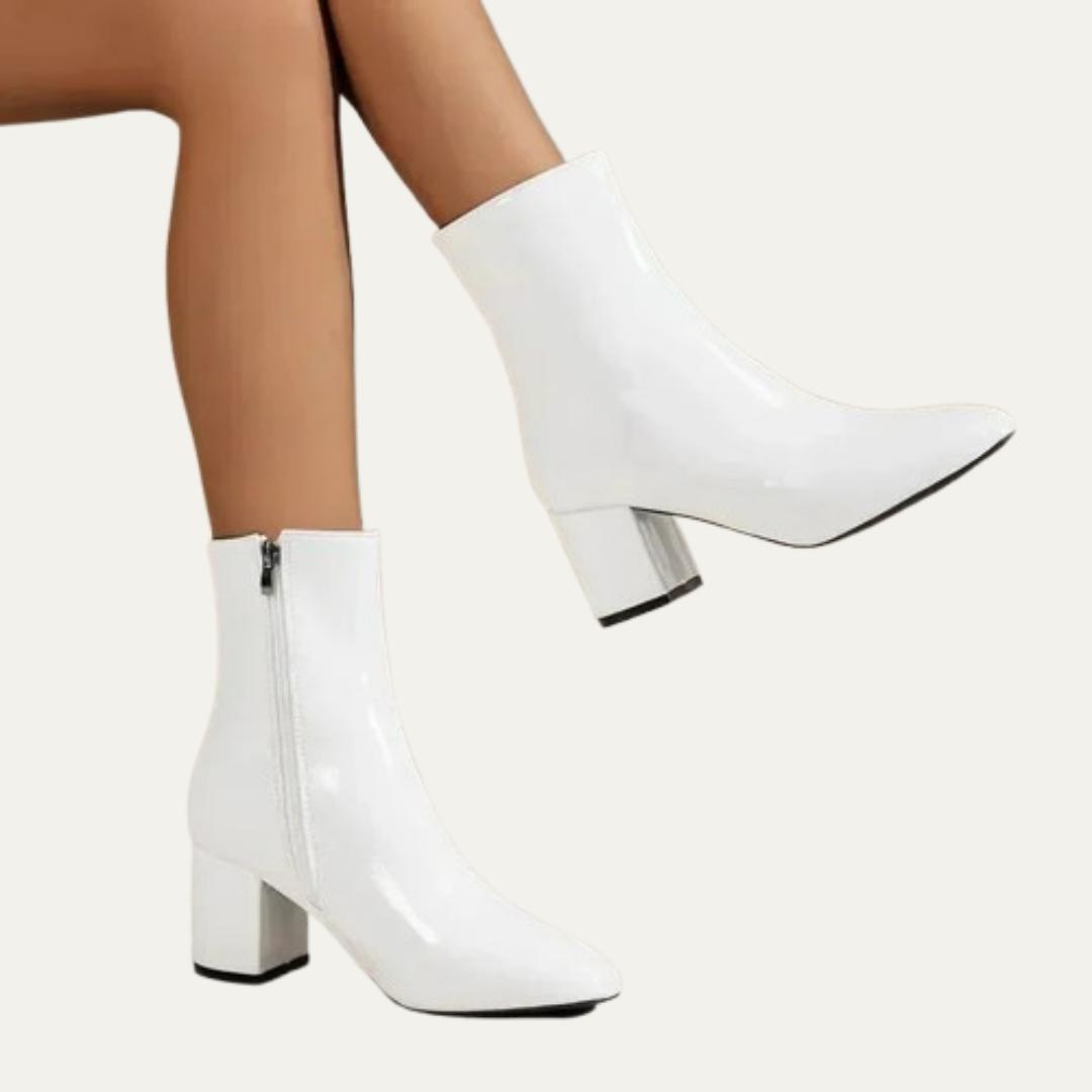 Ladies Sleek Low Heel Ankle Boots - OutfitLondon