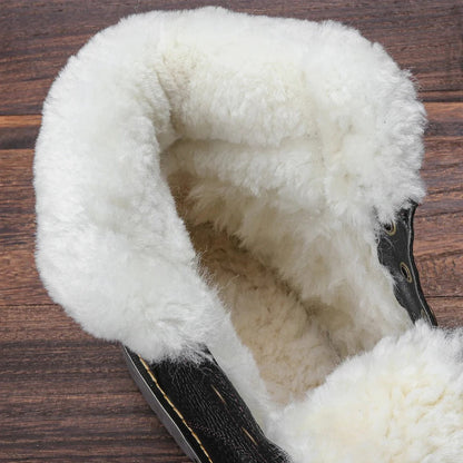 Insulated Black Leather Boots Men