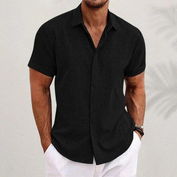 Casual Linen Short Sleeve Mens Shirt