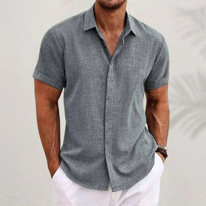 Casual Linen Short Sleeve Mens Shirt
