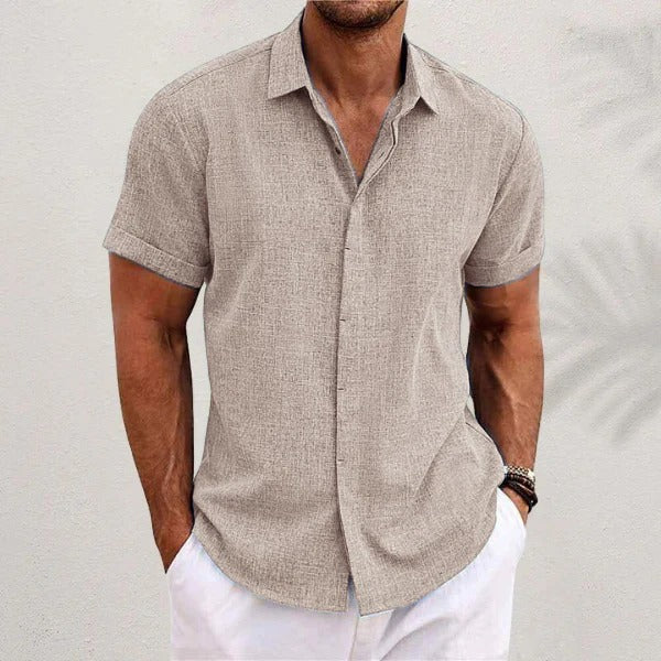 Casual Linen Short Sleeve Mens Shirt
