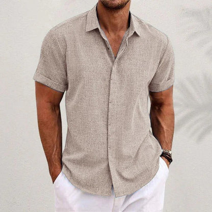 Casual Linen Short Sleeve Mens Shirt