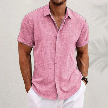 Casual Linen Short Sleeve Mens Shirt
