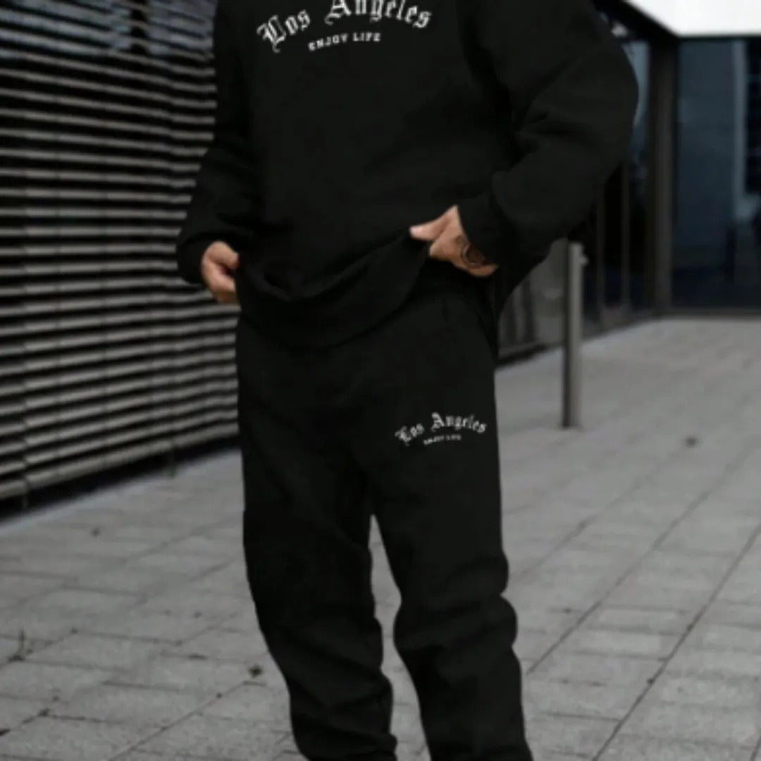 Casual LA Graphic Sweatpants Hoodie Set - OutfitLondon