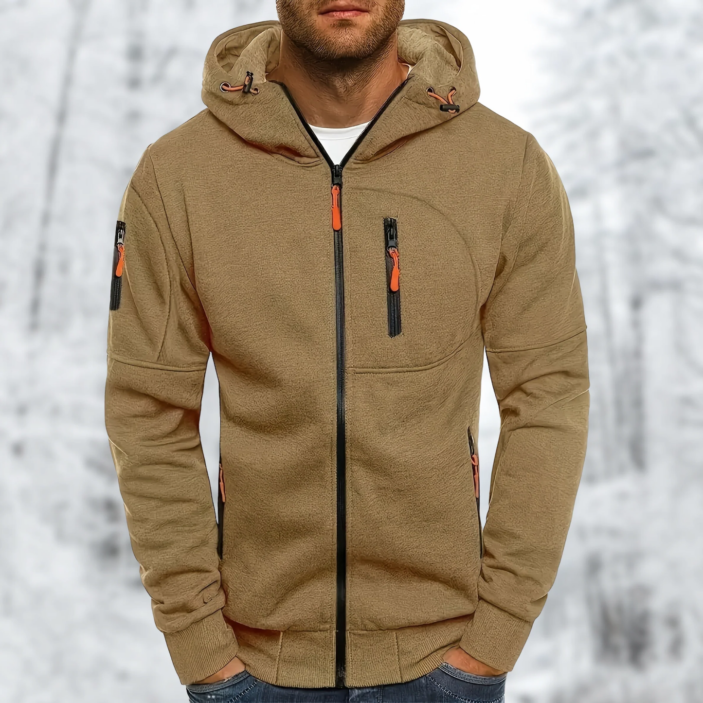 Thermal Hooded Fleece Coat for Men - OutfitLondon