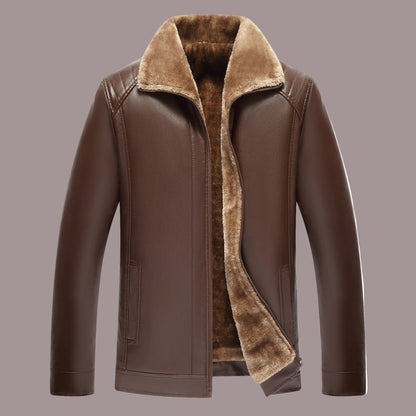 Classic Fit Warm Faux Leather Biker Jacket