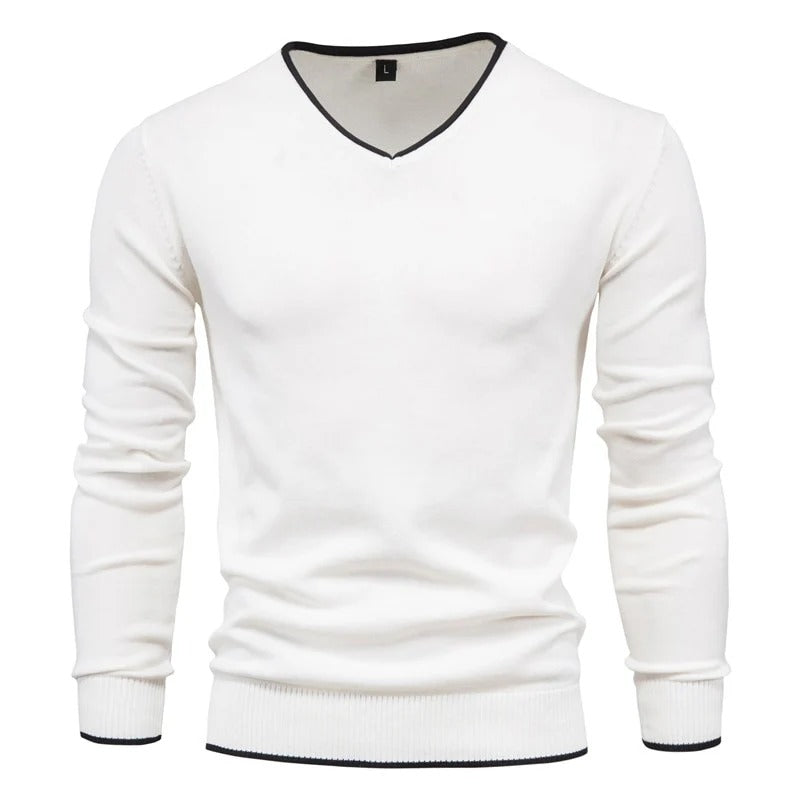 Stylish V Neck Fitted Mens Sweater