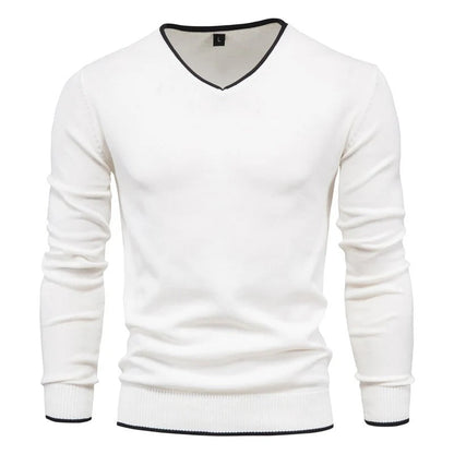 Stylish V Neck Fitted Mens Sweater