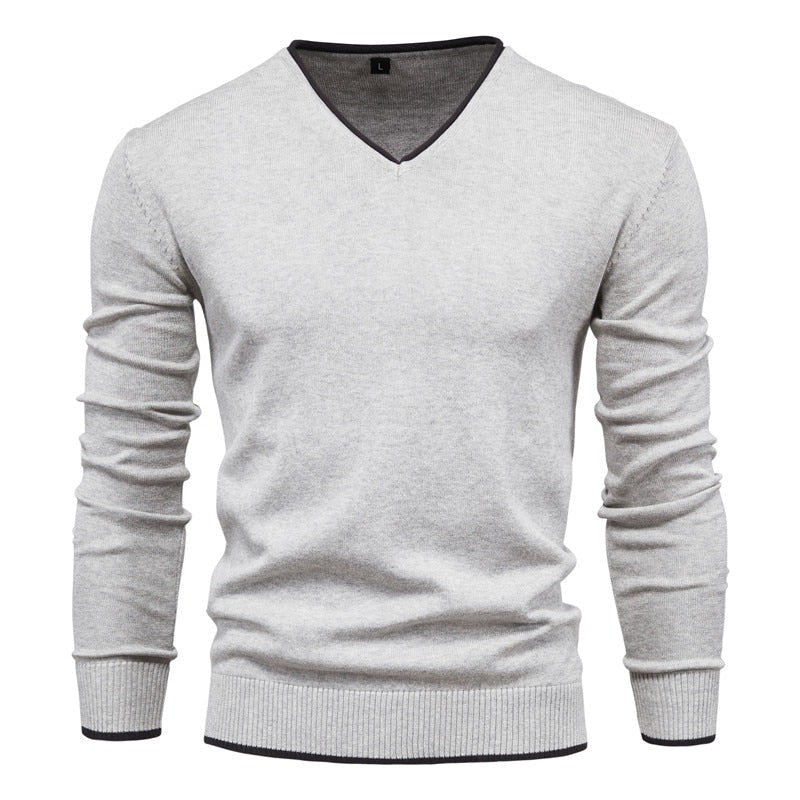 Stylish V Neck Fitted Mens Sweater