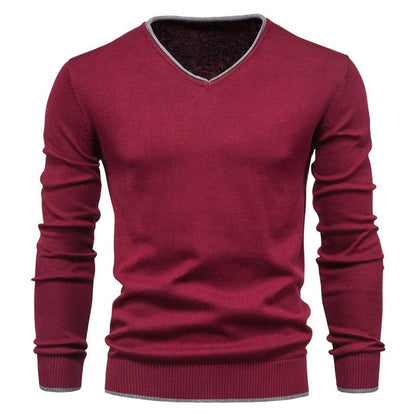 Stylish V Neck Fitted Mens Sweater